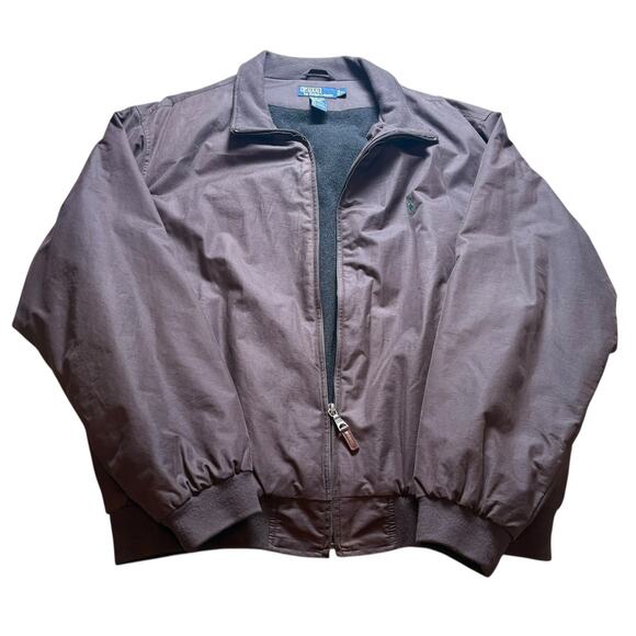 Vintage Polo Ralph Lauren Men’s XL Jacket Cotton Bomber Brown Tartan Green Pony - Picture 2 of 8